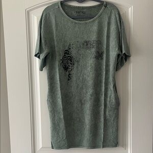 Vintage Canvas Faded Sage Tiger  "Get 'Em" Graphic T Shirt Dress Small NWOT